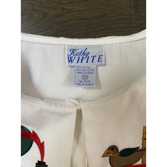 Vintage ~Rare~ NWT Kathy White Big Collar Embroidered Top Blouse ~22W - Picture 6 of 7